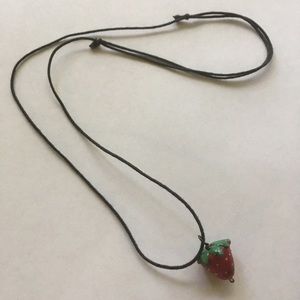Glass blown Strawberry Necklace